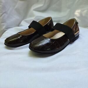 Naturino Girls Biella Brown Leather Elastic Strap Ballet Flats Size 27/ 10